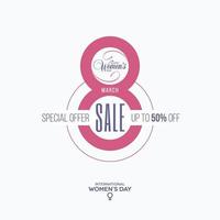 March 8th Women's Day sale label vector