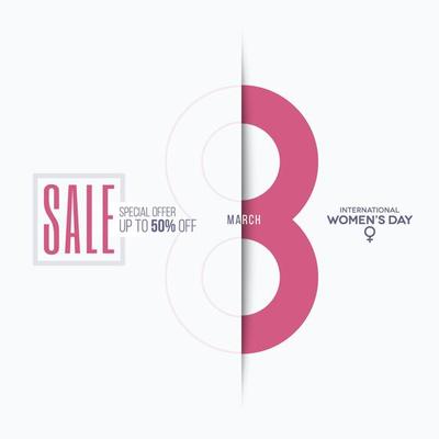 International Women's Day Sale Discount Paper Cut Poster