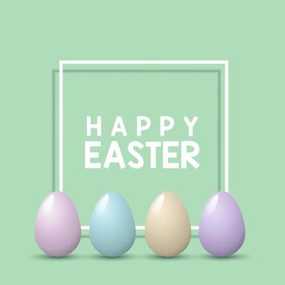 Easter Background with Pastel Eggs on White Frame