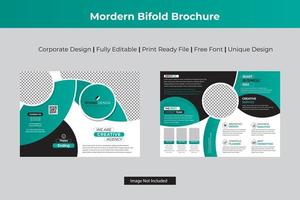 Teal bi-fold corporativo con curvas dinámicas vector