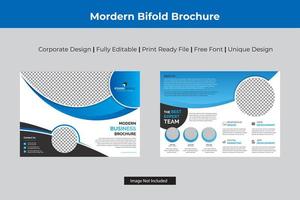 Cyan Color Corporate Bi-fold  Template Design vector