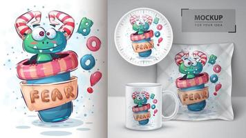 Monster in Cup Fear Poster  vector