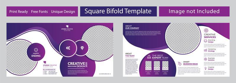 Purple Geometric Corporate Square Bi-fold Brochure Design