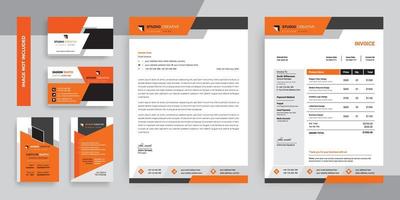 Orange and Black Modern Business Stationery Template Set vector