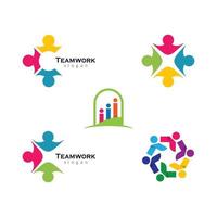 conjunto de logotipo de trabajo en equipo de negocios multicolor vector