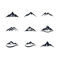 Black mountain icon set vector