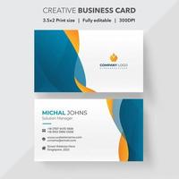 Creative Blue Orange Wavy Lines Business Card Design vector