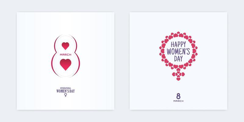 March 8th Paper Cut Banner Women's Day Heart Shaped Frame