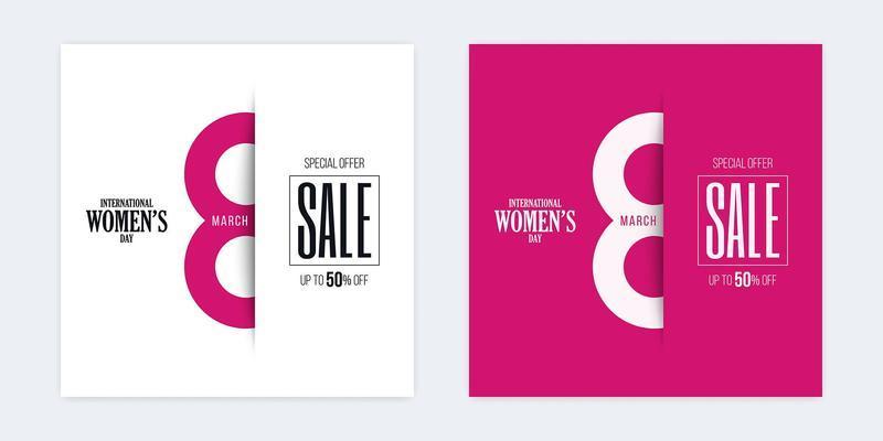 International Women's Day Sale Discount Paper Cut Banners