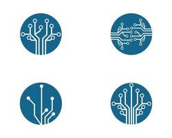 Blue Circuit Symbol Illustration Design Set vector