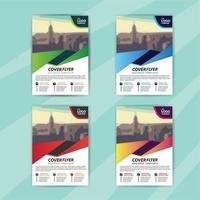 Business Flyer Template Set with Colorful Dynamic Shape vector