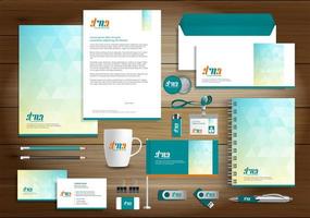 Blue and Yellow Triangle Identity Set and Promotional Items vector
