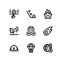 Disaster Line Icons Including Earthquake, House on Fire and More