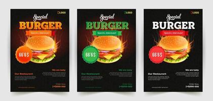 Special Discount Burger Flyer Set vector