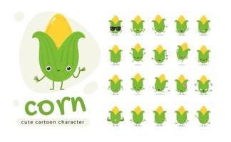Cute Corn Character Set vector
