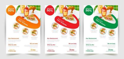 Fast Food Flyer Set in 3 Color Options vector