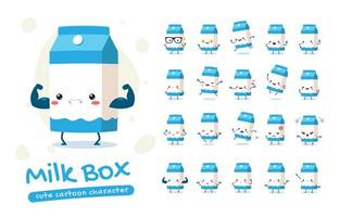 Milk Box Mascot Character Set vector