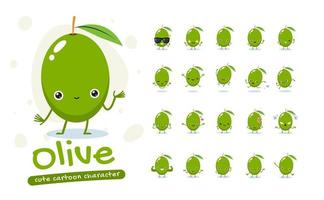 Green Olive Mascot Character Set