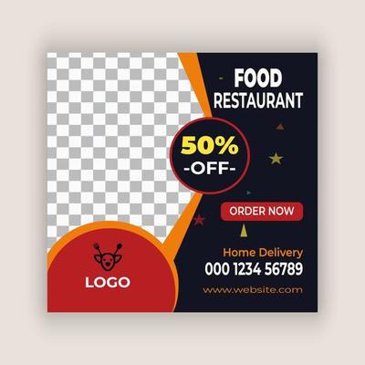 Restaurant Social Media Post Square Web Banner Template