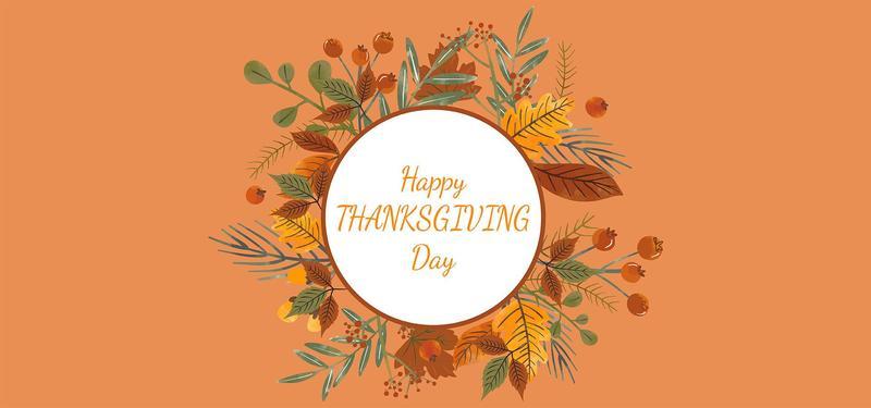 Happy Thanksgiving Day Banner with White Circle Frame