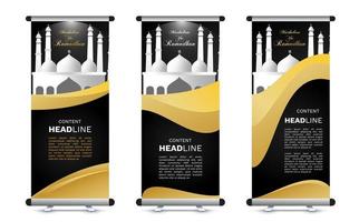 Roll Up Ramadan Banner Mock Up Set vector