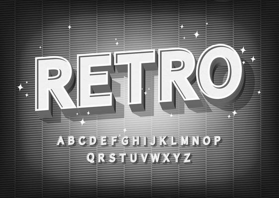 Retro font effect. Old cinema styled alphabet.