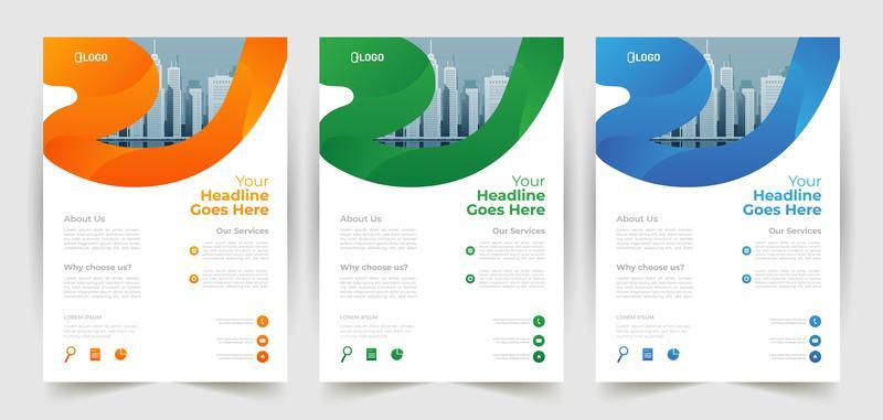 Business Flyer Template with Curved Line Border