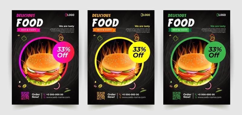 Delicious Food Flyer Design Template with Circle Frame