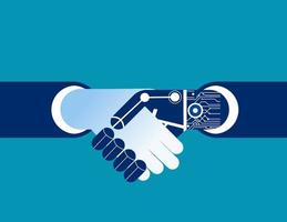 Businessman and Robot Shaking Hands vector