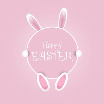 Pink Happy Easter Bunny Ears Background 