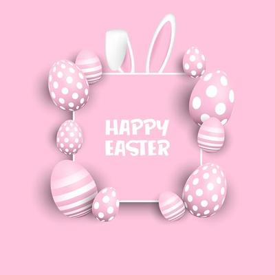 Easter Background with Eggs and Bunny Ears