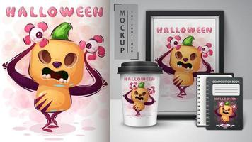 loca calabaza de halloween vector