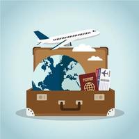 Suitcase with Travel Items vector