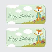 Fox Is Happy In Garden Banner Set vector