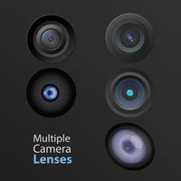 Different camera lenses set vector