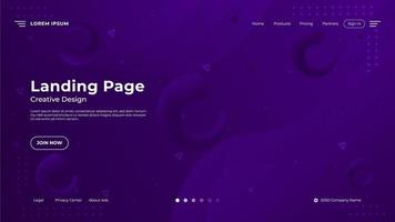 Abstract Landing Page with Purple Gradient Fluid Shape vector