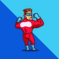 Superhero in Red Costume and Mask vector