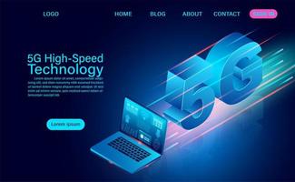 5G High-Speed Technology with Laptop Computer vector