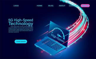 Tecnología de alta velocidad para laptop 5g vector