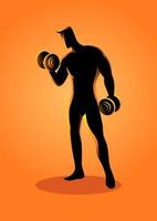 Sport Silhouette Bodybuilder With Dumbbell vector