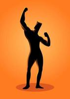 Silhouette Bodybuilder Posing with One Arm in Air vector