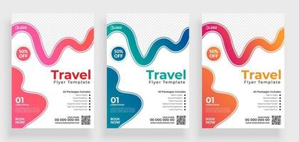 Set of Travel Flyer Template with Colorful Curves vector