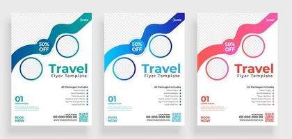 White Travel Flyer Set with Two Round Frames  vector