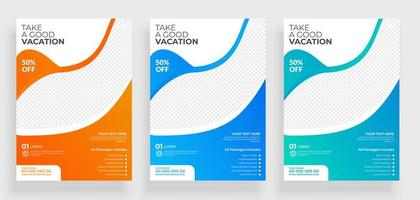 Gradient Curve Travel Flyer Template Design vector