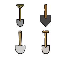 Shovel set on white background vector