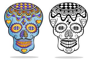 conjunto de calaveras de azúcar mexicanas con bigote vector