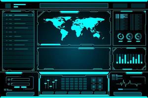 mapa del mundo tecnología interfaz futura hud vector