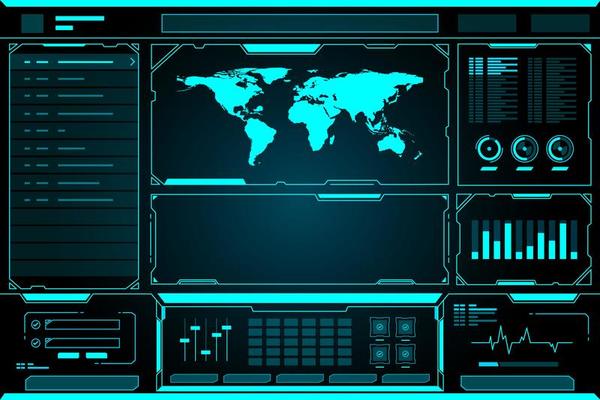 World Map Technology Future Interface HUD