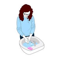 Woman Washing Her Hands For Virus Prevention vector