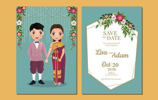 Thai Couple and Decorations on Save The Date Card vector